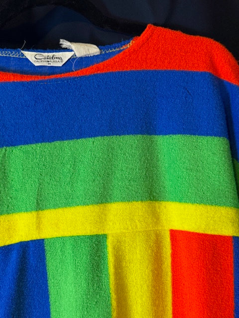 Neon stripes Catalina terry cloth shirt