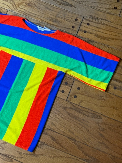 Neon stripes Catalina terry cloth shirt