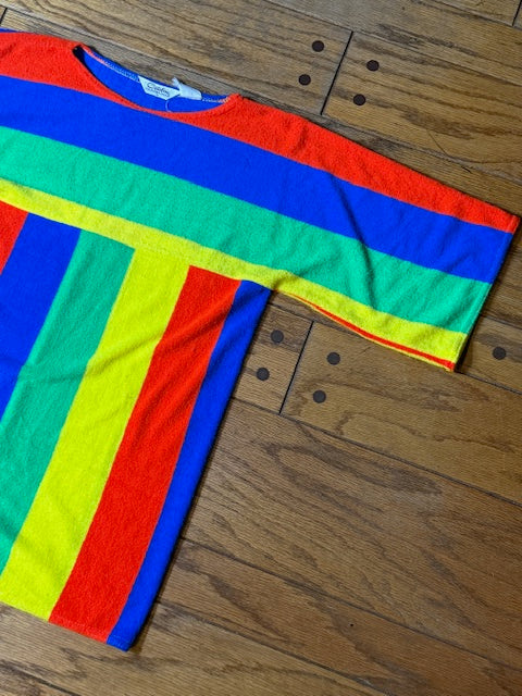 Neon stripes Catalina terry cloth shirt