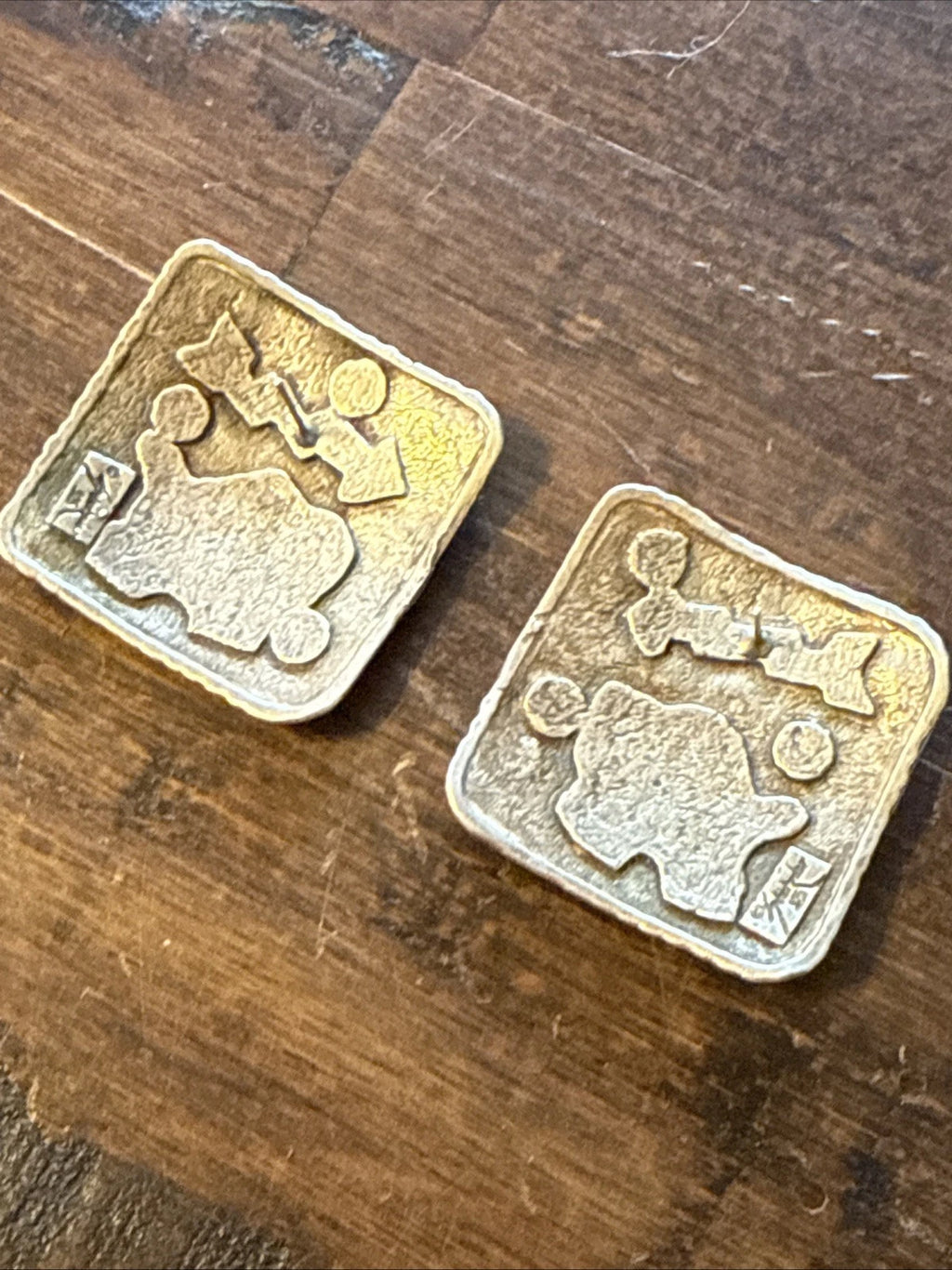 Laurie Stetzler Sterling Earrings - 1970s+ - Bison, Turquoise, Onyx, Coral