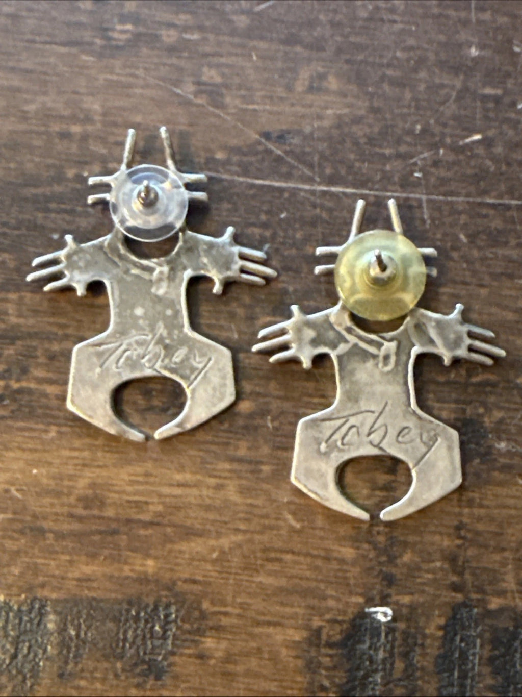 Vintage Rebecca Tobey Sterling Earrings - Figural Man - Southwest