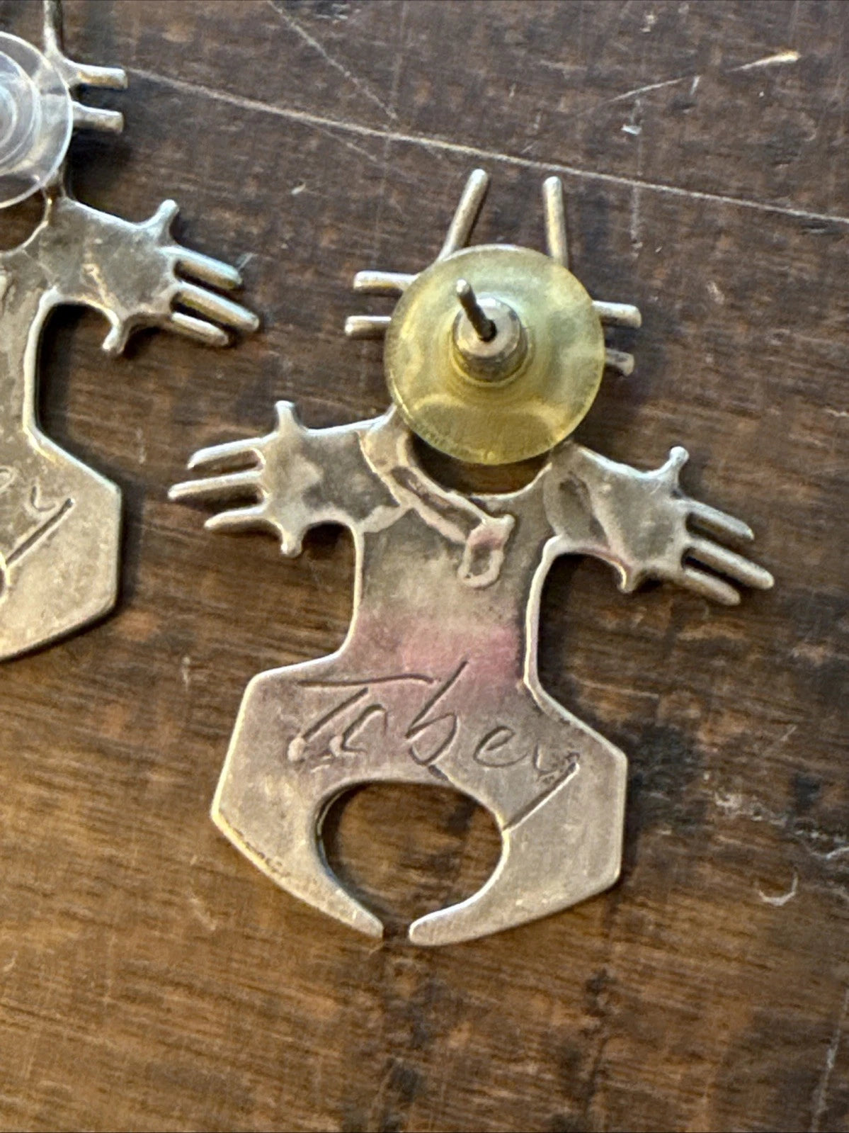 Vintage Rebecca Tobey Sterling Earrings - Figural Man - Southwest